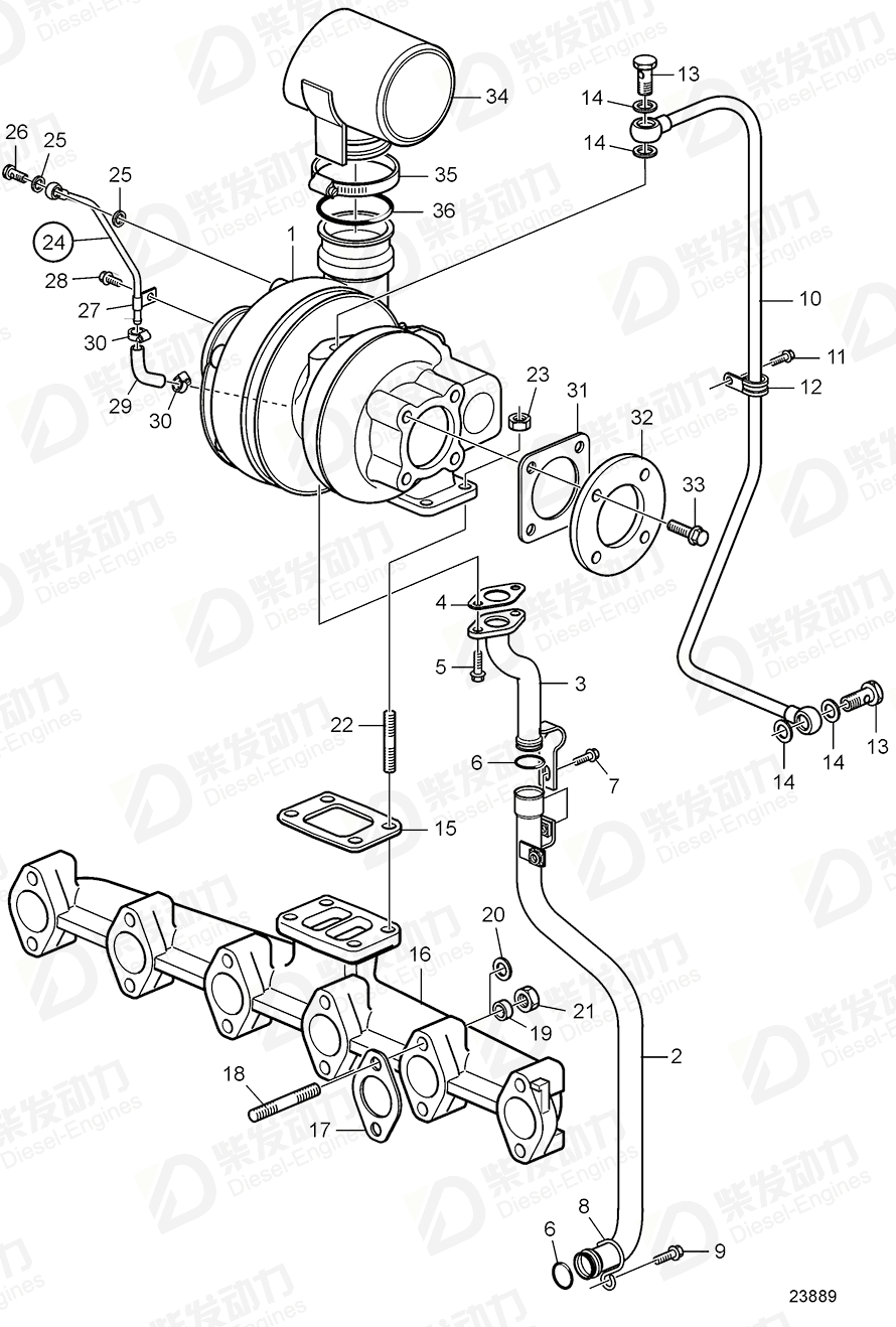 VOLVO Turbocharger 3801140 Drawing